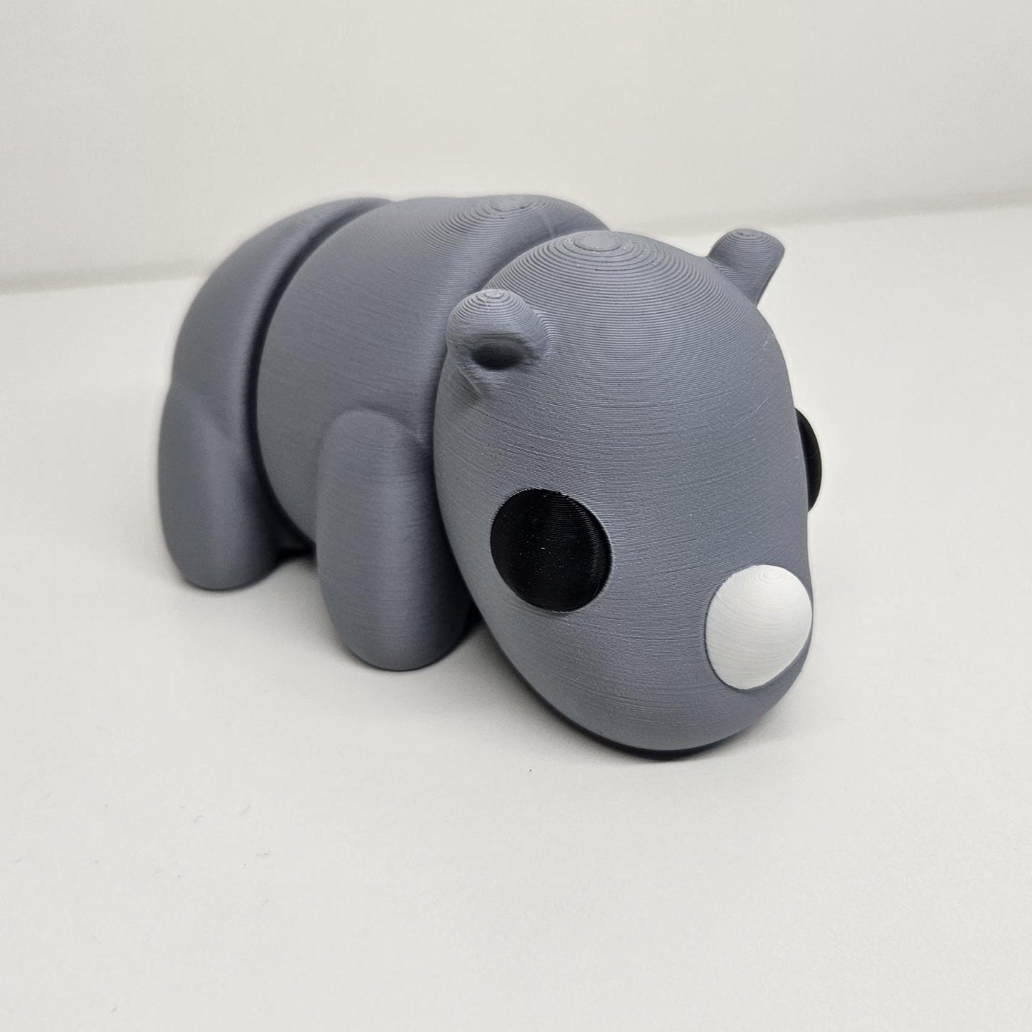 Medium Sized Flexible Rhino In Grey. Articulated Fidget Animal