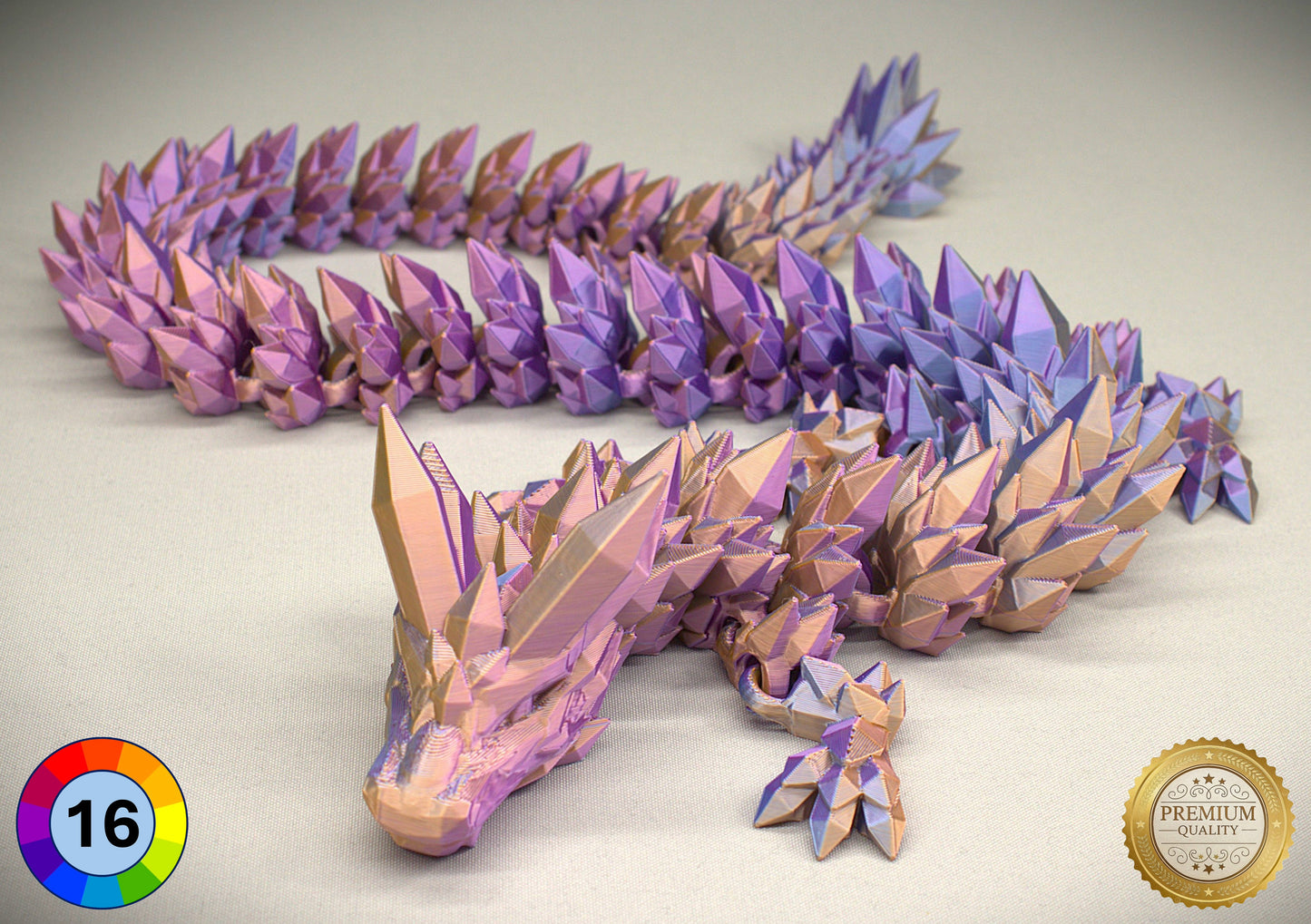 Articulated Crystal Dragon with Matching Crystal Egg: 3D Printed Premium Quality with Large Selection of Colours