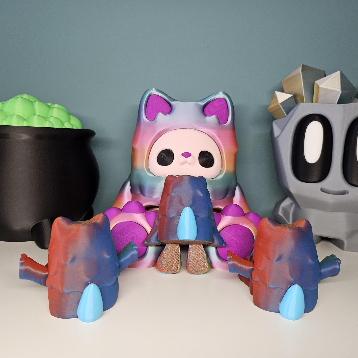 Large Yeti Figure with Flexible Joints in Candy Shine & Neon Matte. Woobu Koneko