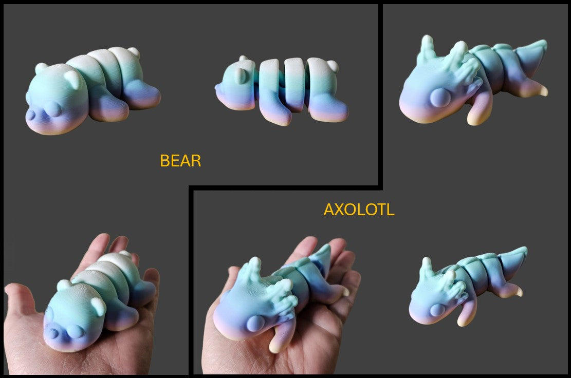 Large  Articulated Fidget Animals In Pastel Colours