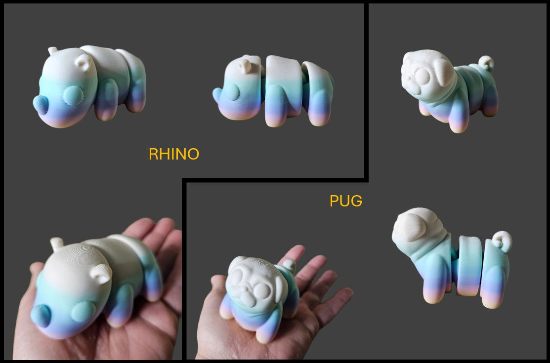 Large  Articulated Fidget Animals In Pastel Colours