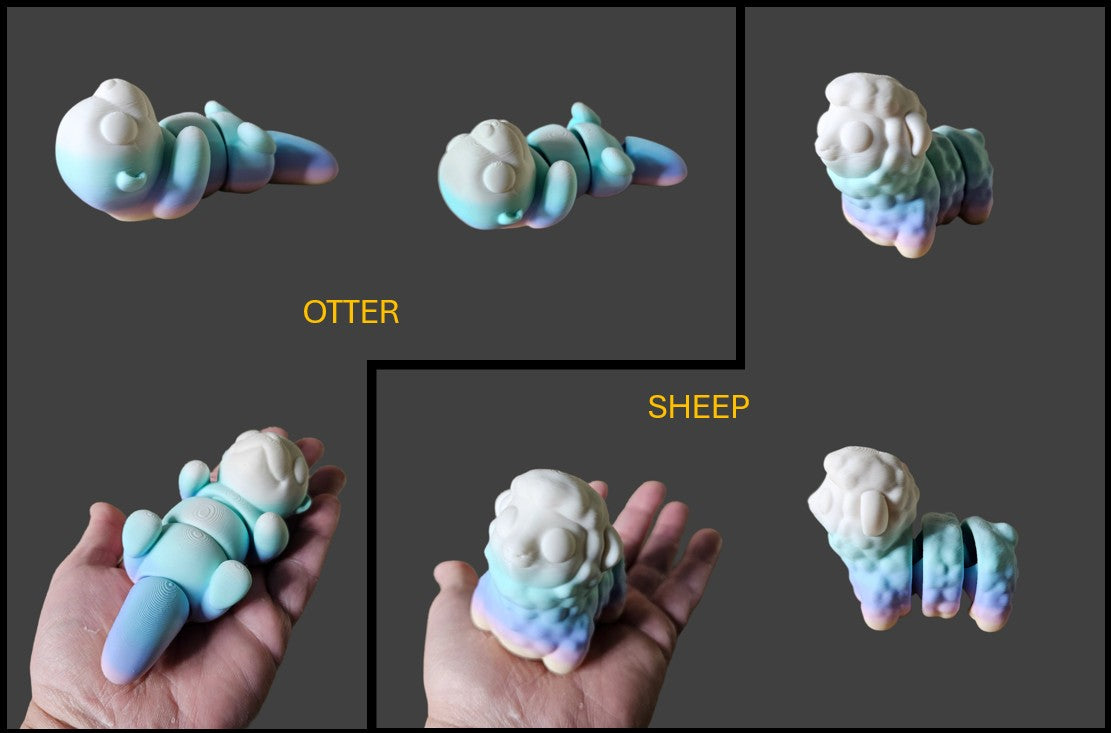 Large  Articulated Fidget Animals In Pastel Colours