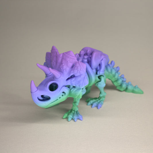Triceratops - 3D Printed Dinosaur Skeleton Fidget Toy Flexible Joints