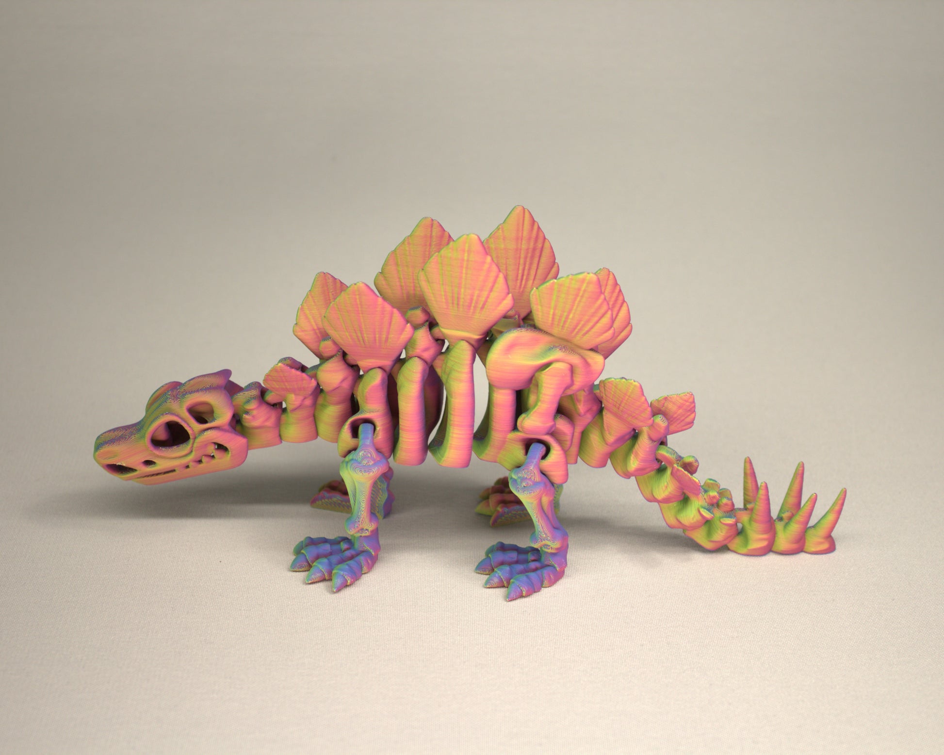 Stegosaurus 3D Printed Dinosaur Skeleton Fidget Toy Flexible Joints