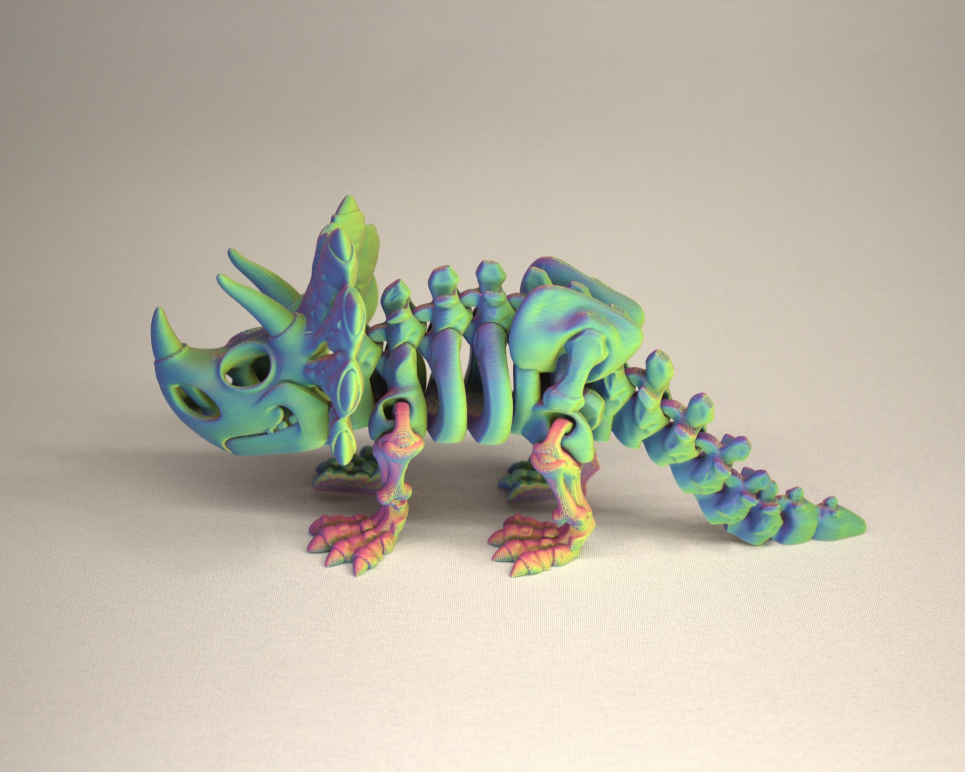 Triceratops - 3D Printed Dinosaur Skeleton Fidget Toy Flexible Joints