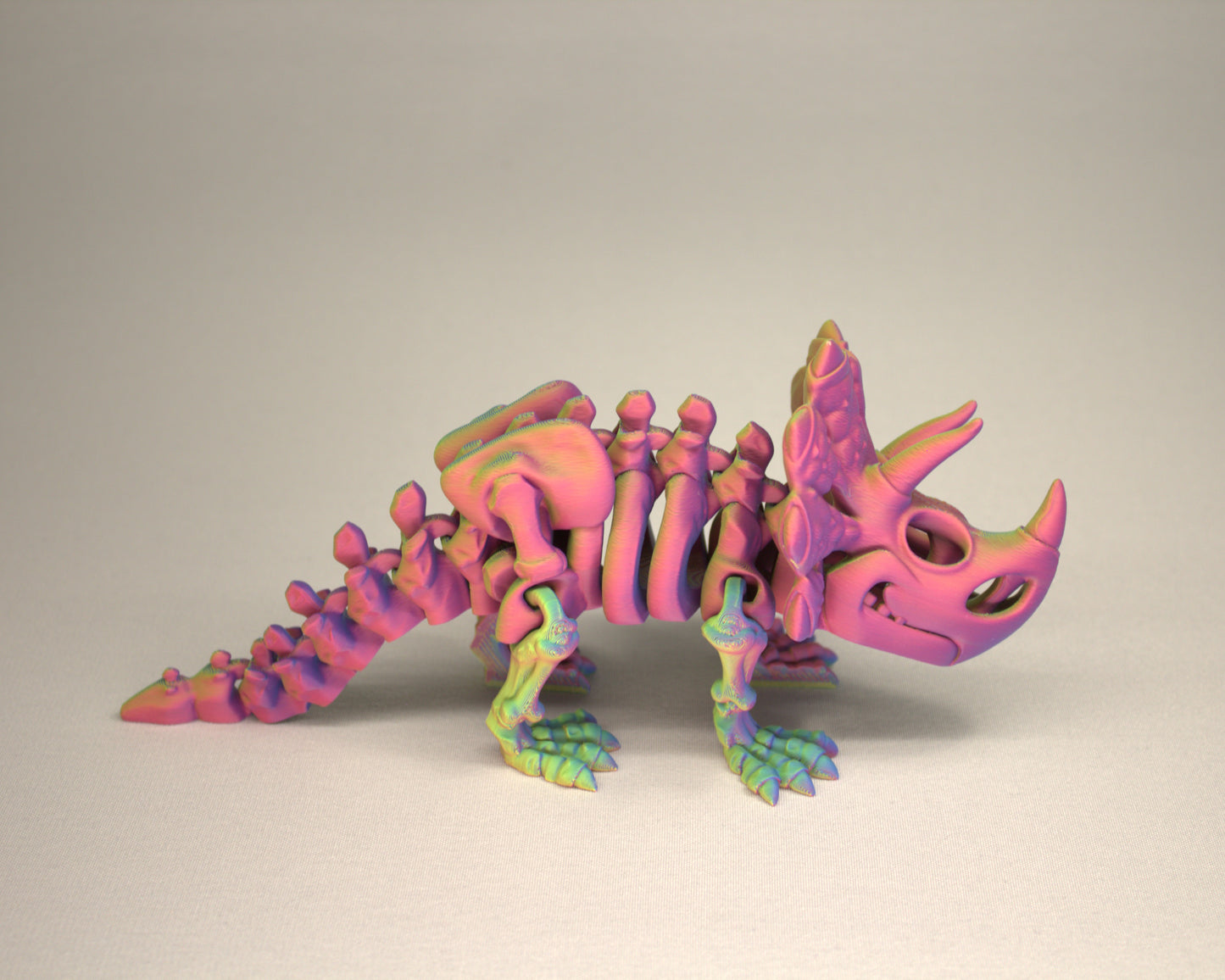 Triceratops - 3D Printed Dinosaur Skeleton Fidget Toy Flexible Joints