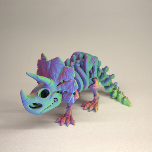 Triceratops - 3D Printed Dinosaur Skeleton Fidget Toy Flexible Joints