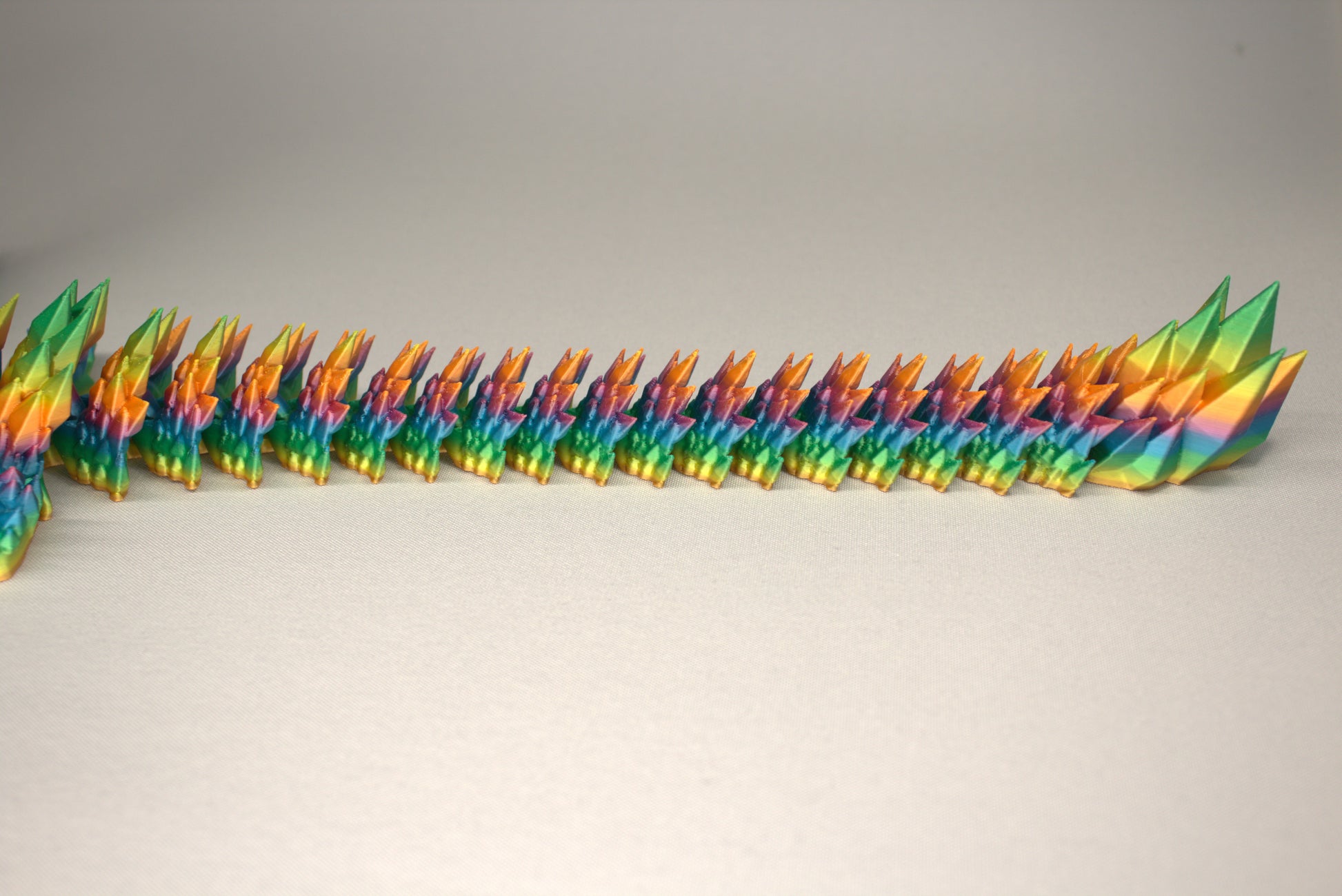 46cm 3D Printed Winged Articulated Dragon - In Rainbow by Flexymals.co.uk