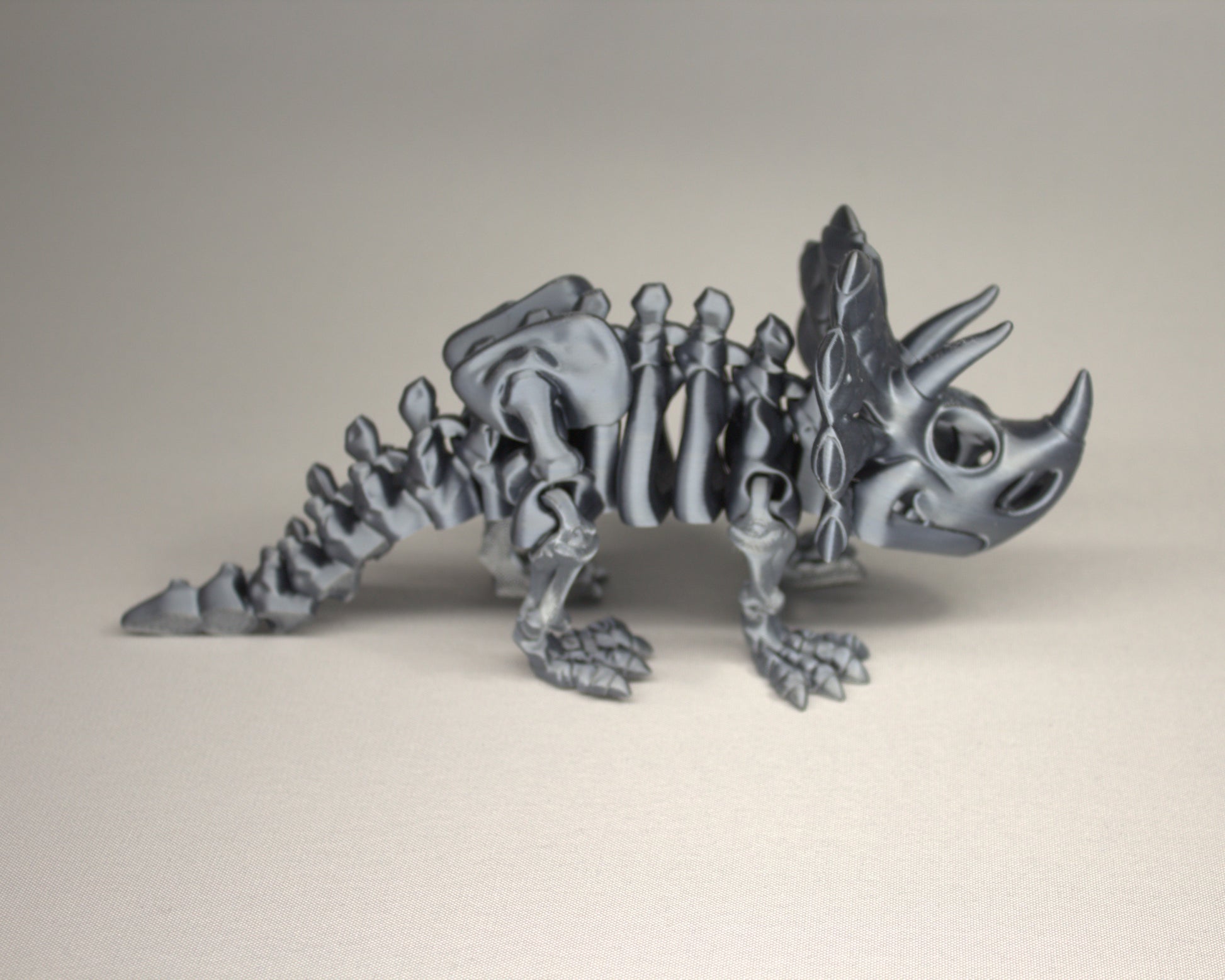 Triceratops 3D Printed Dinosaur Skeleton Fidget Toy Flexible Joints
