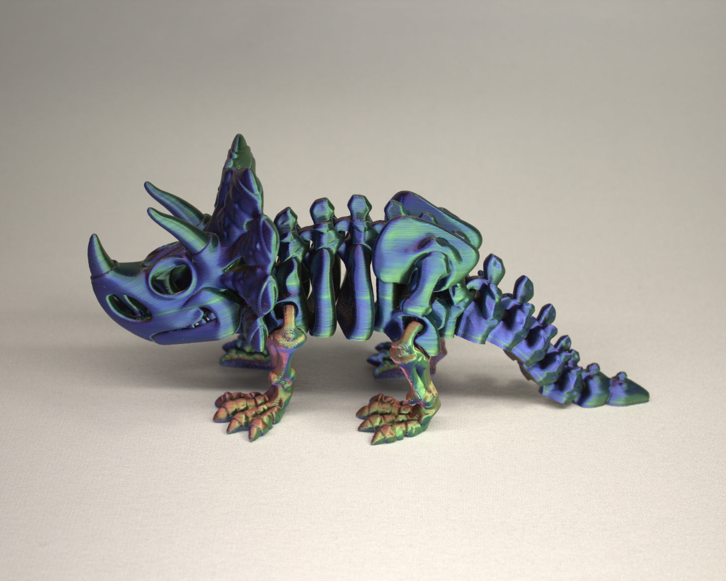 Triceratops 3D Printed Dinosaur Skeleton Fidget Toy Flexible Joints