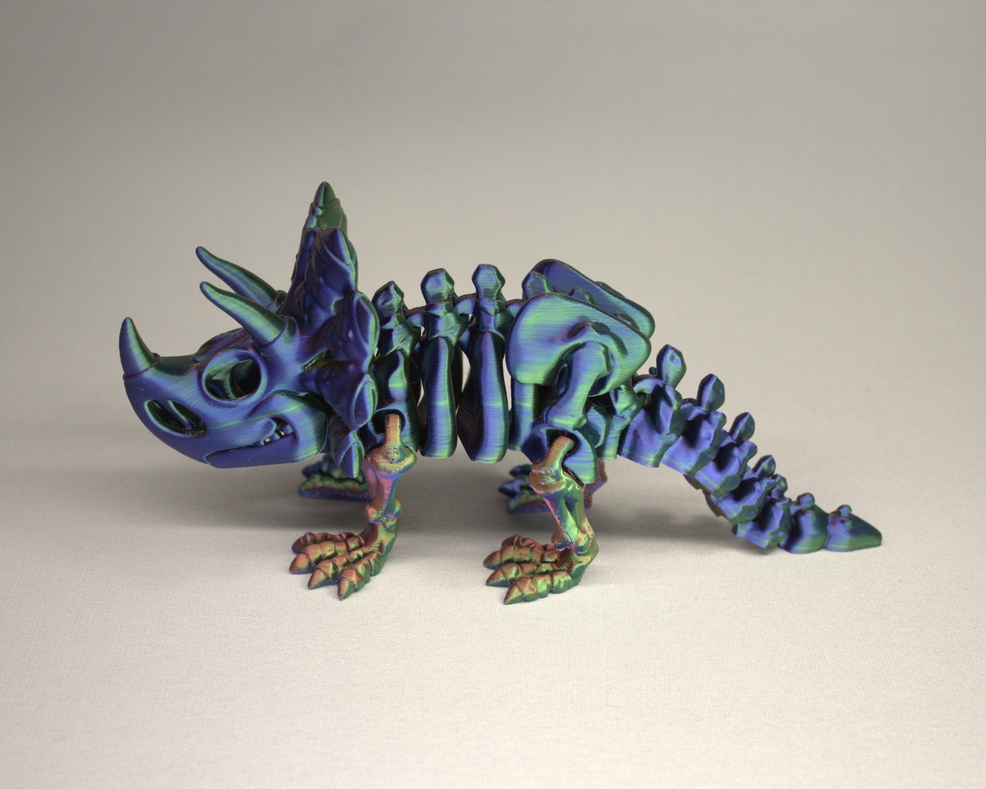 Triceratops 3D Printed Dinosaur Skeleton Fidget Toy Flexible Joints