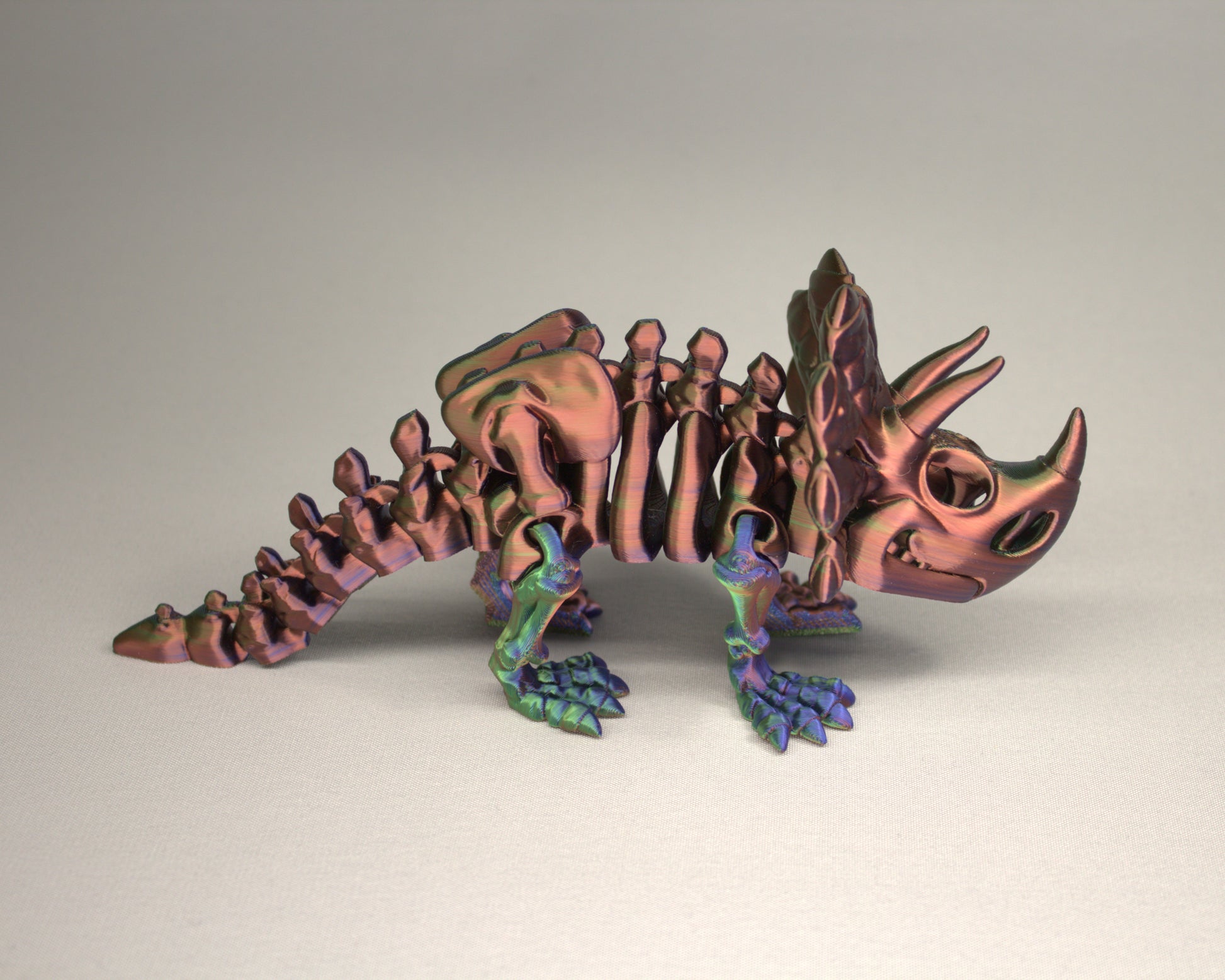 Triceratops 3D Printed Dinosaur Skeleton Fidget Toy Flexible Joints