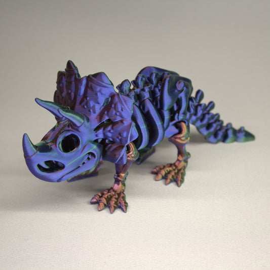 Triceratops 3D Printed Dinosaur Skeleton Fidget Toy Flexible Joints
