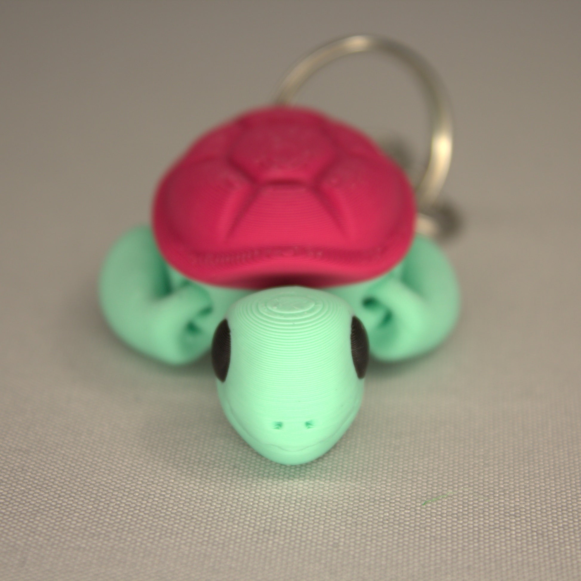 Flexible Turtle Keyring / Key Chain in Pink & Mint. Fidget Animal