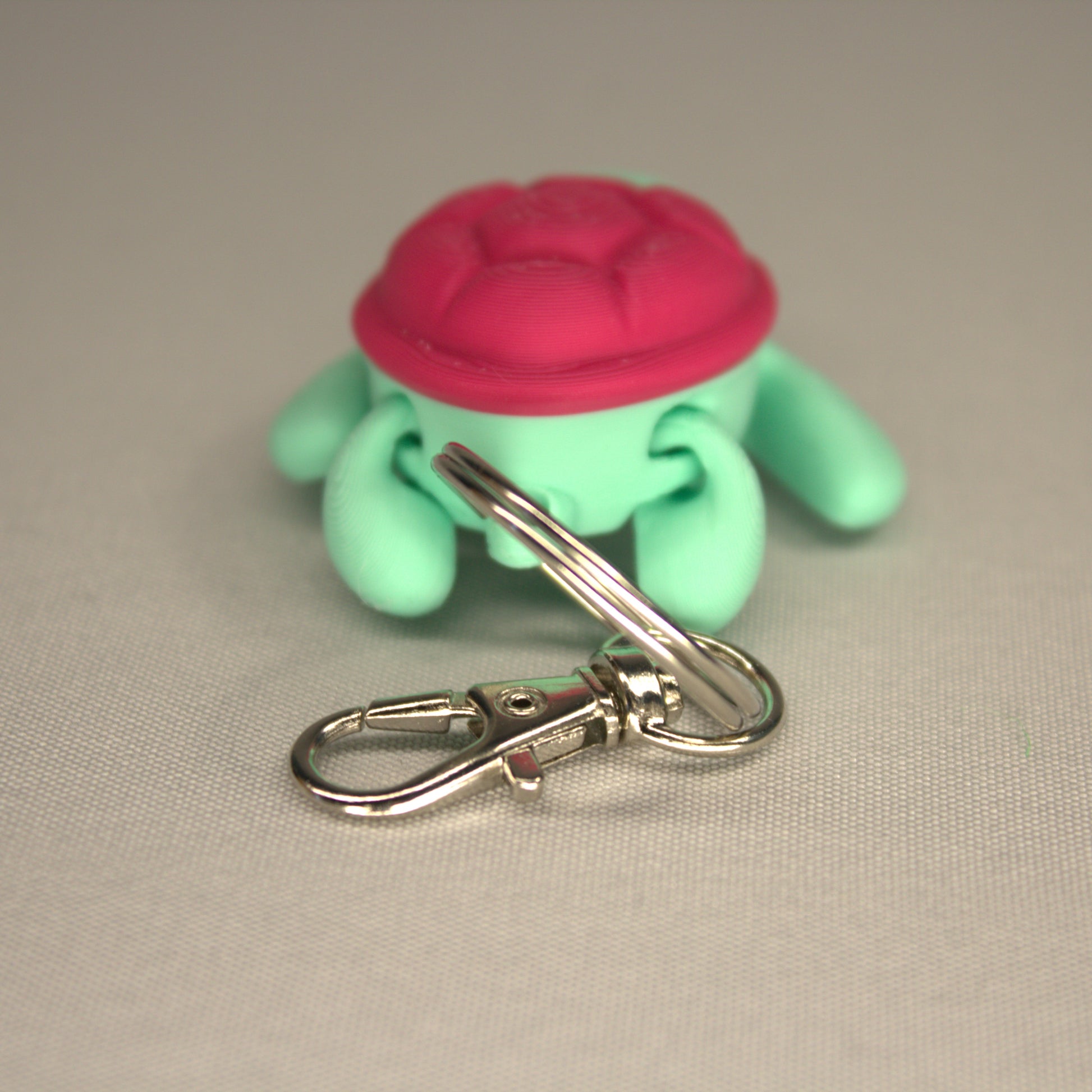 Flexible Turtle Keyring / Key Chain in Pink & Mint. Fidget Animal