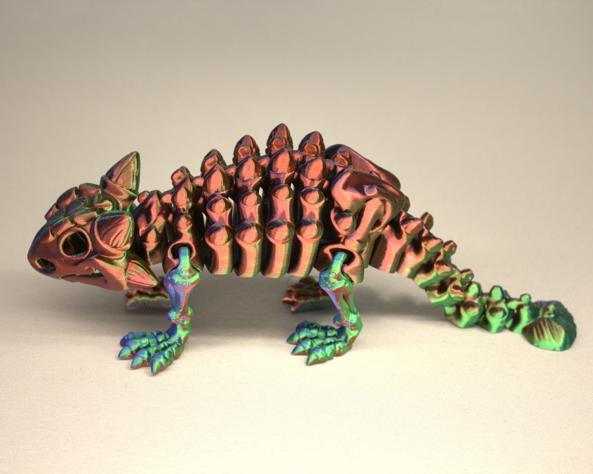 3D printed articulated Ankylosaurus skeleton toy, pre-assembled, colorful, durable educational dinosaur figure