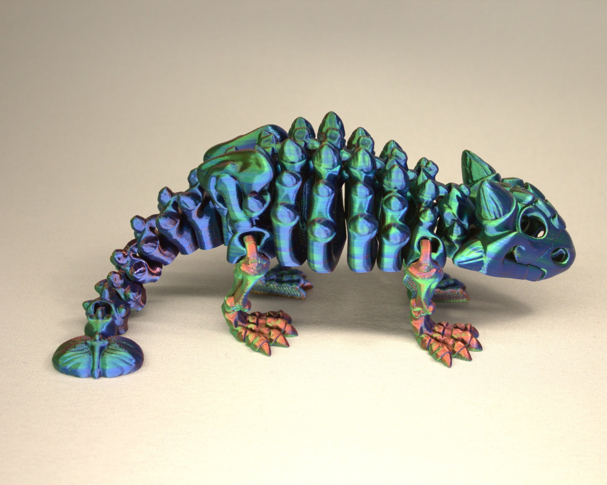 3D printed articulated Ankylosaurus skeleton toy, pre-assembled, colorful, durable educational dinosaur figure
