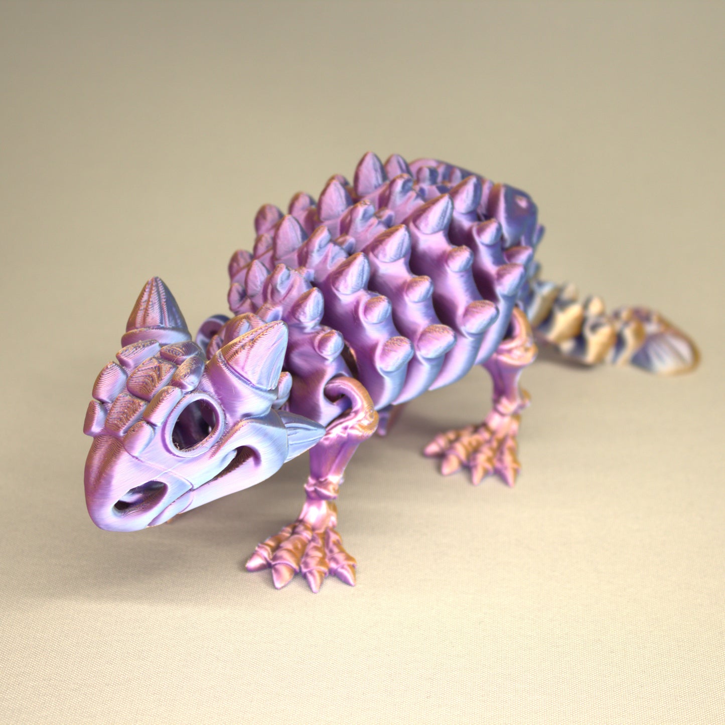 3D printed articulated Ankylosaurus skeleton toy, pre-assembled, colorful, durable educational dinosaur figure