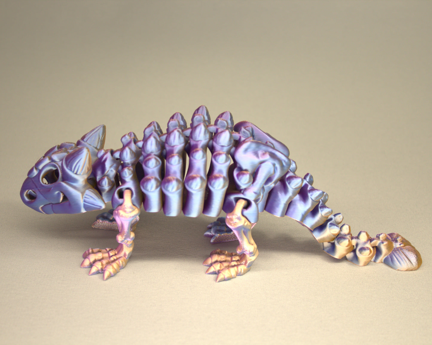 3D printed articulated Ankylosaurus skeleton toy, pre-assembled, colorful, durable educational dinosaur figure