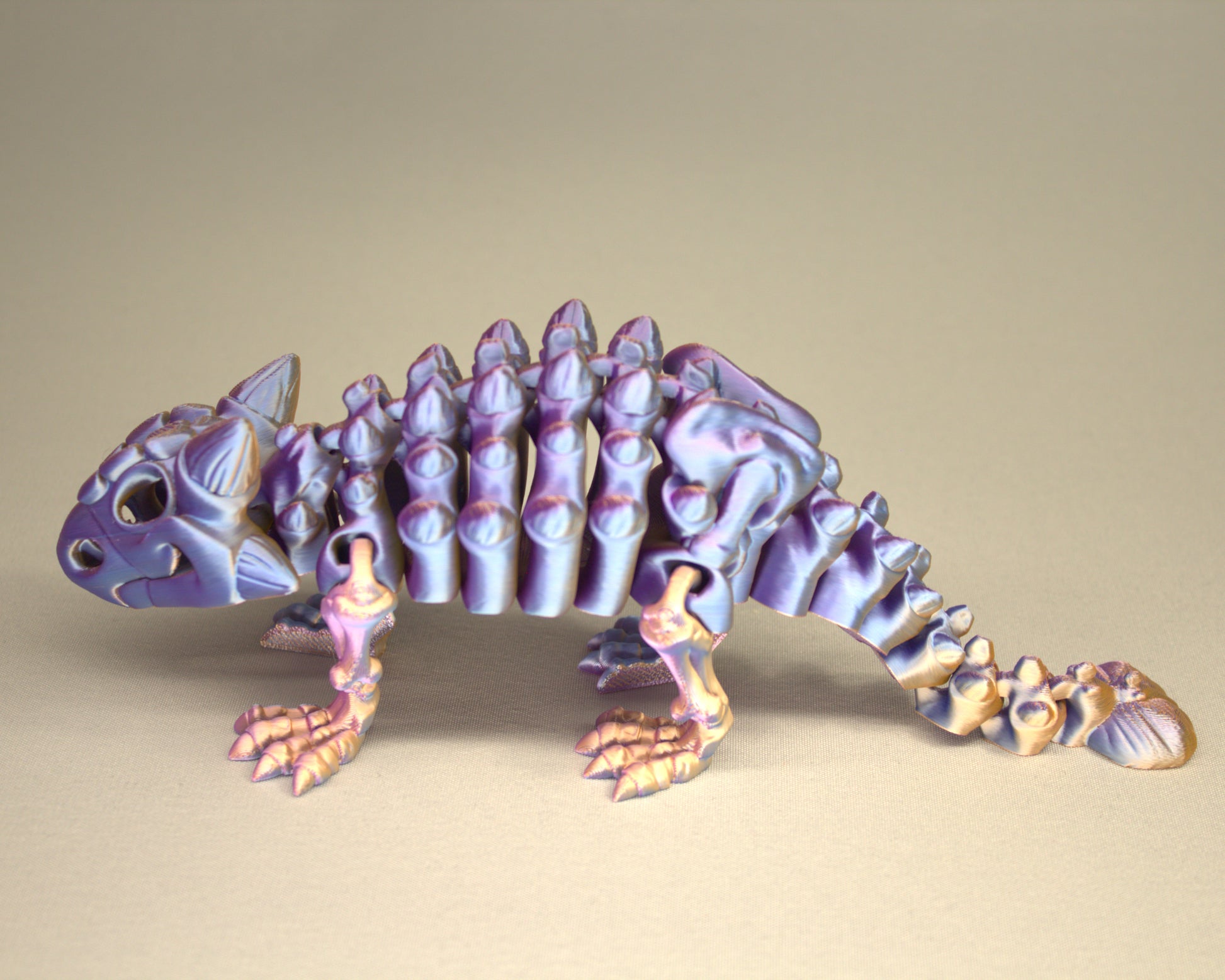 3D printed articulated Ankylosaurus skeleton toy, pre-assembled, colorful, durable educational dinosaur figure
