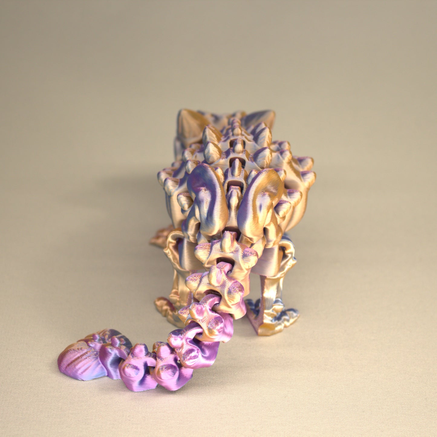 3D printed articulated Ankylosaurus skeleton toy, pre-assembled, colorful, durable educational dinosaur figure