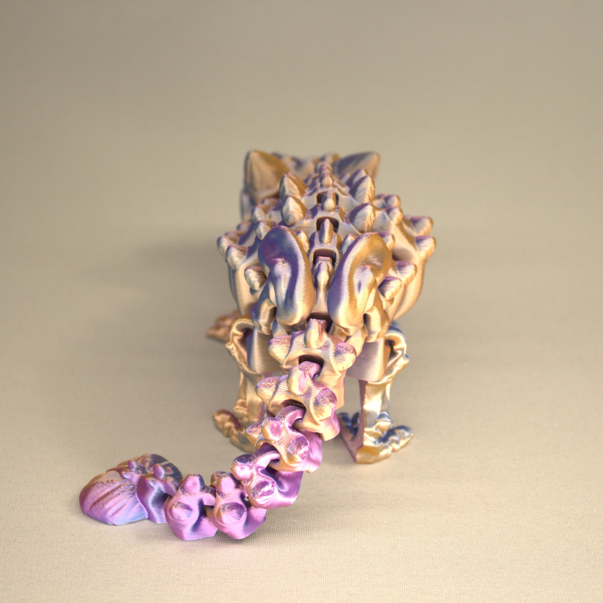 3D printed articulated Ankylosaurus skeleton toy, pre-assembled, colorful, durable educational dinosaur figure