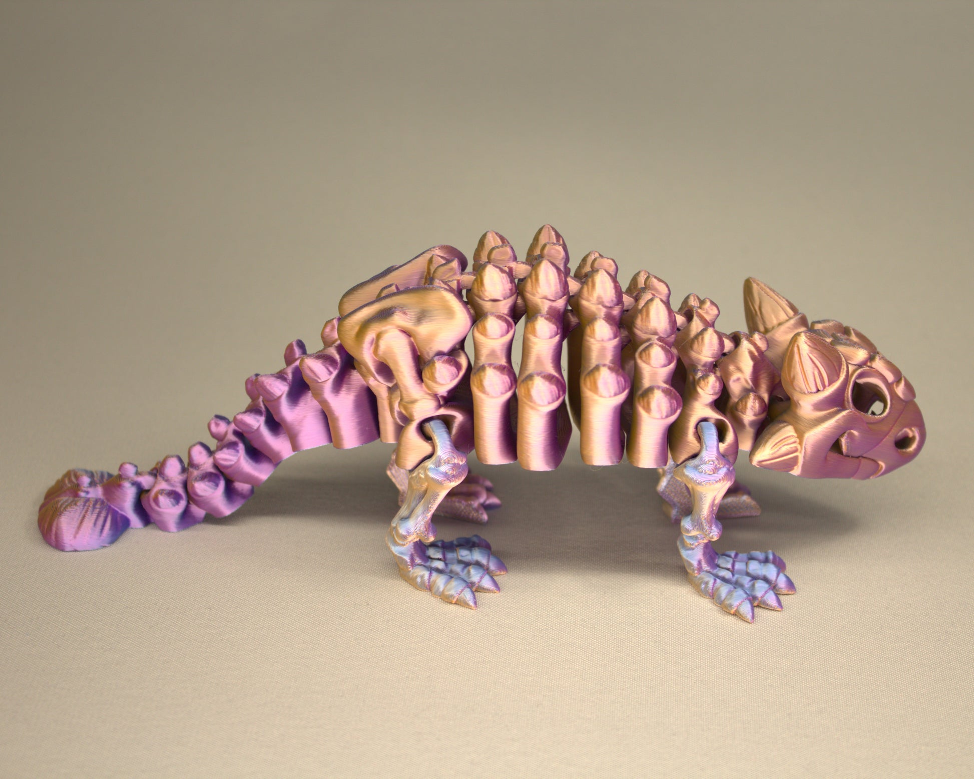 3D printed articulated Ankylosaurus skeleton toy, pre-assembled, colorful, durable educational dinosaur figure