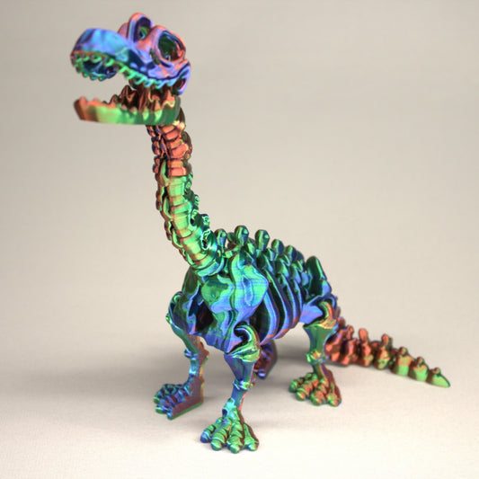3D printed articulated Brachiosaurus skeleton toy, pre-assembled, colorful, educational dinosaur figure