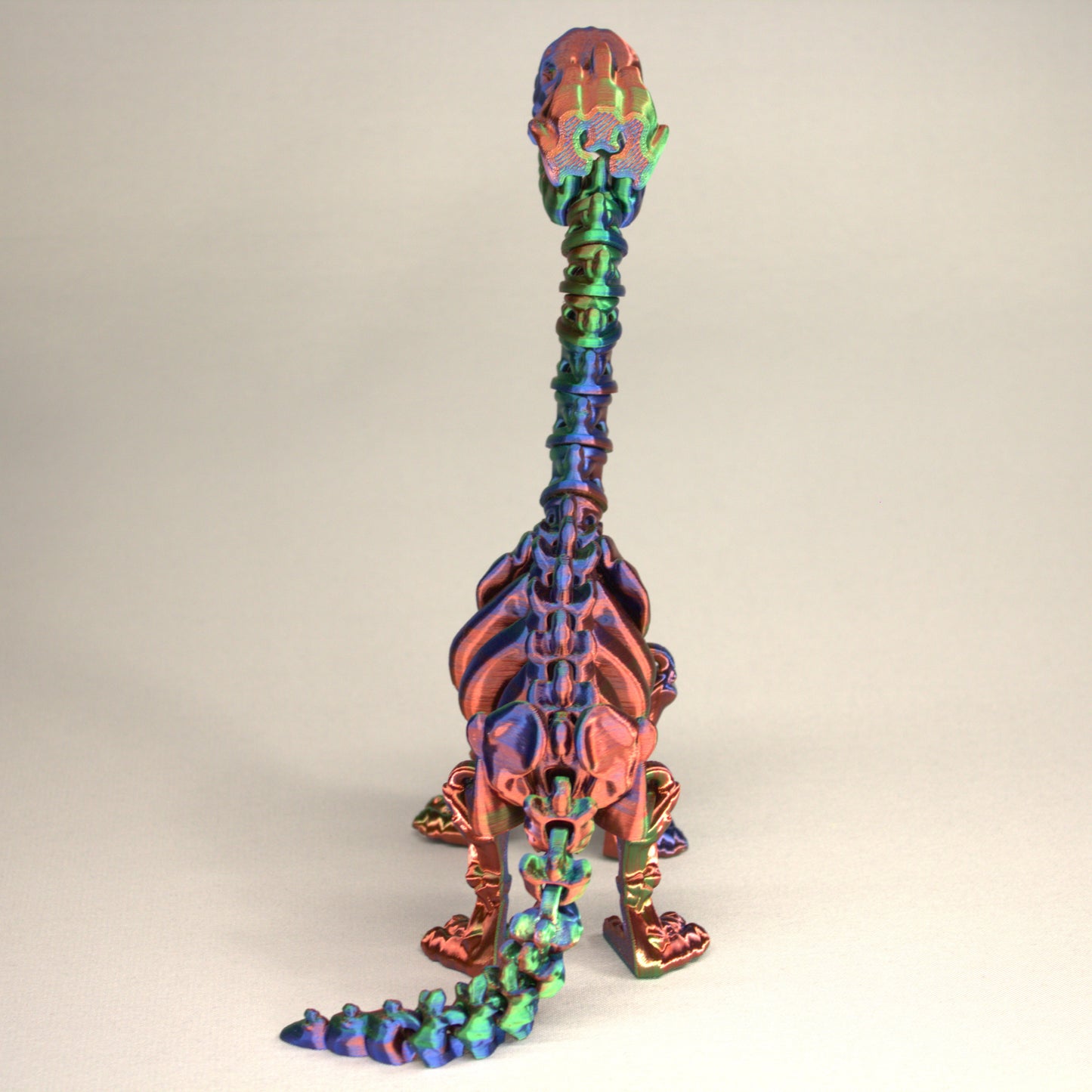 3D printed articulated Brachiosaurus skeleton toy, pre-assembled, colorful, educational dinosaur figure