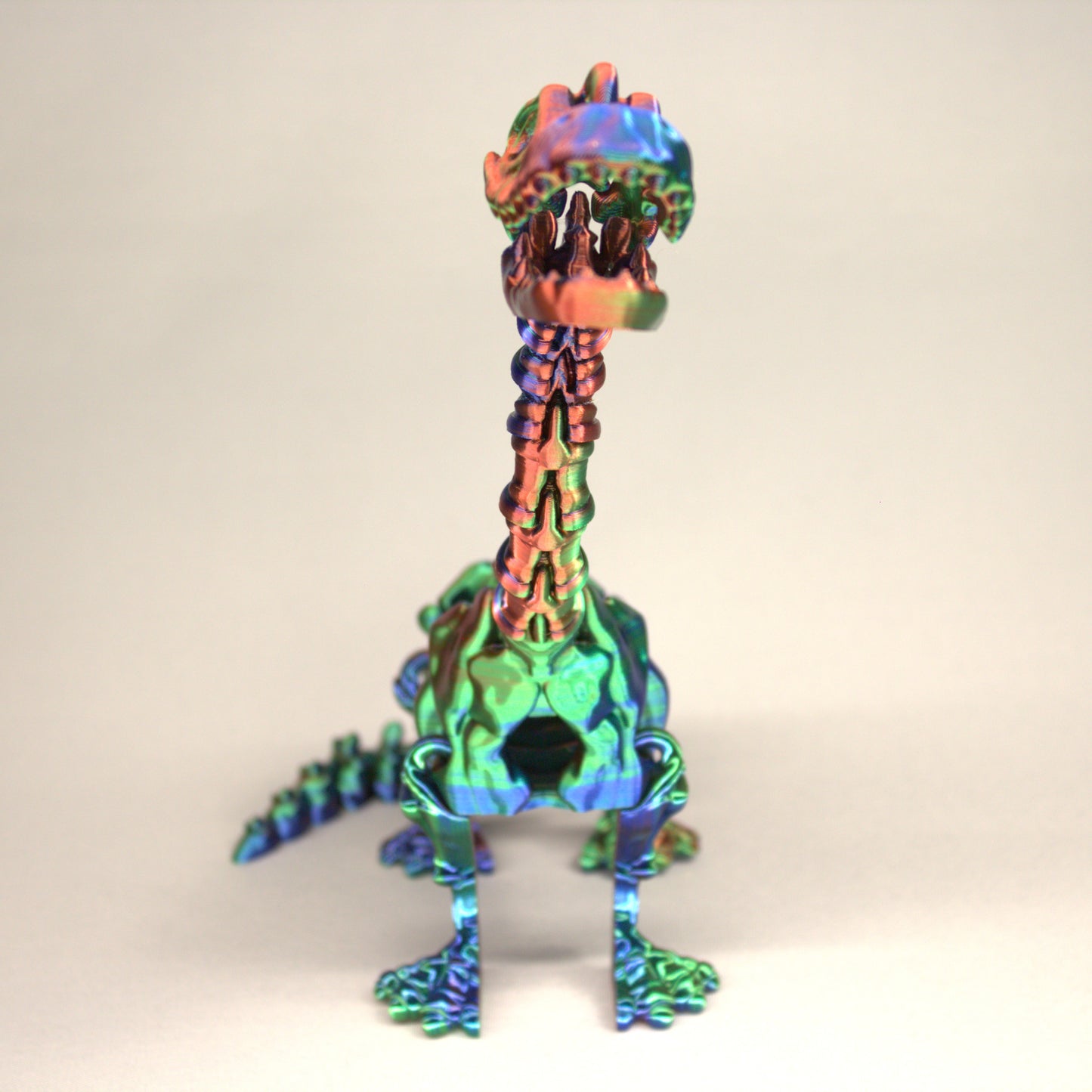3D printed articulated Brachiosaurus skeleton toy, pre-assembled, colorful, educational dinosaur figure