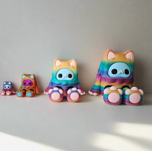 Rainbow Yeti Figures with Flexible Joints. Woobu Koneko