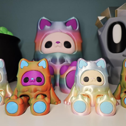 Large Yeti Figure with Flexible Joints in Candy Shine & Neon Matte. Woobu Koneko
