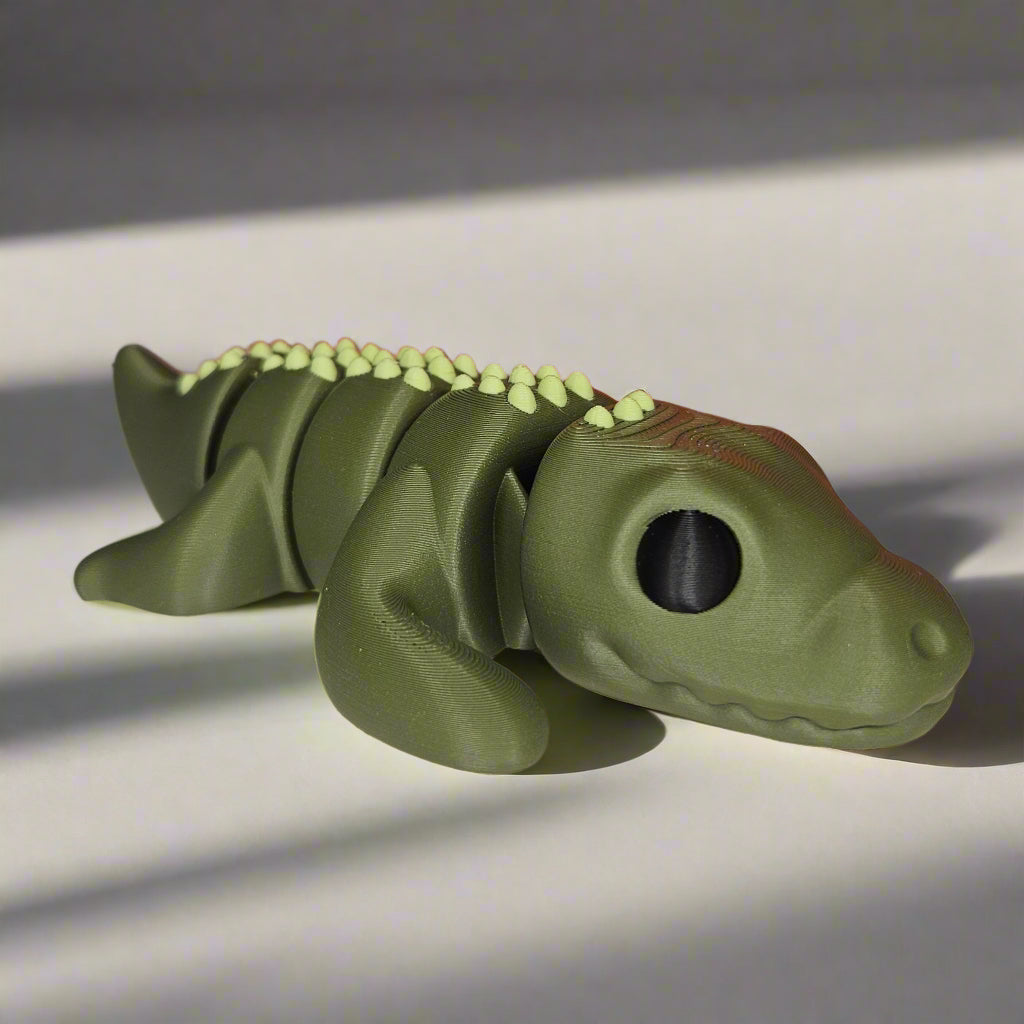 Medium Sized Flexible Crocodile in Green, Articulated Fidget Animal