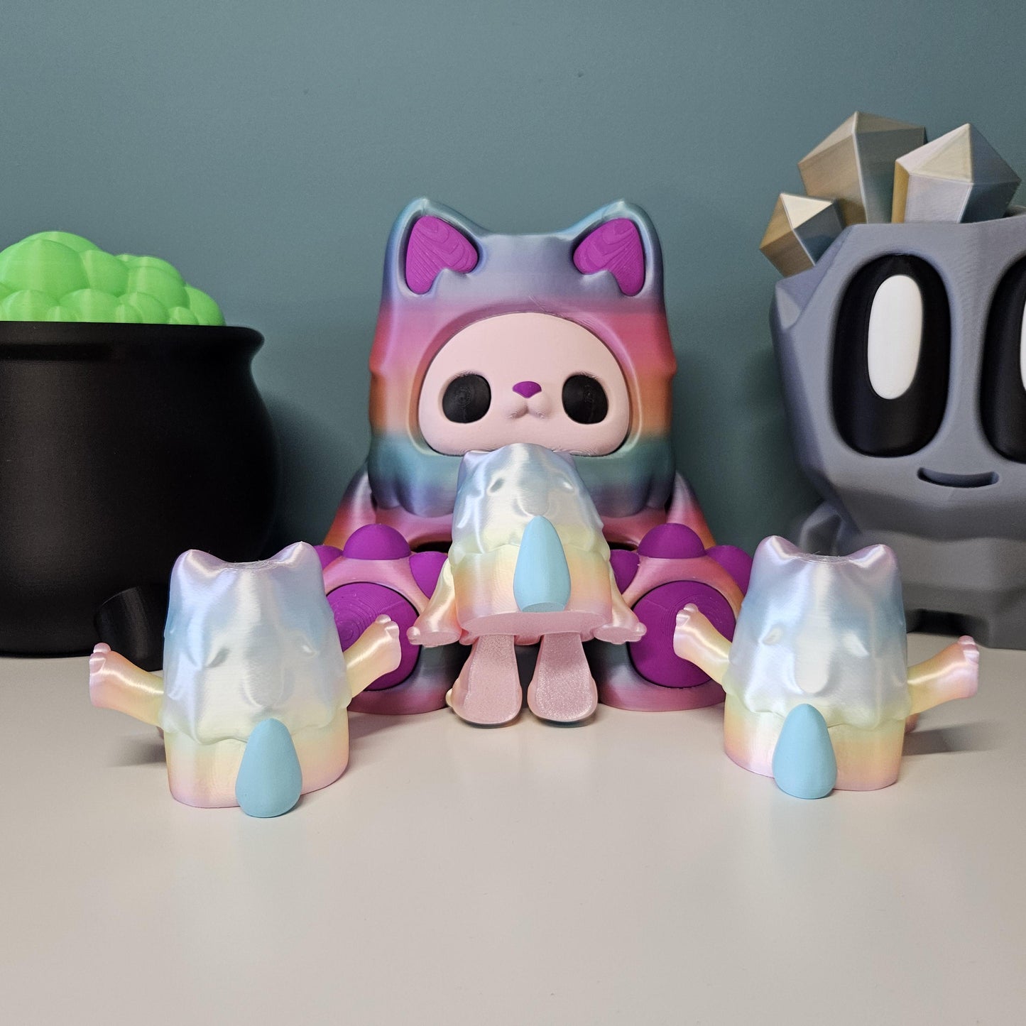 Large Yeti Figure with Flexible Joints in Candy Shine & Neon Matte. Woobu Koneko