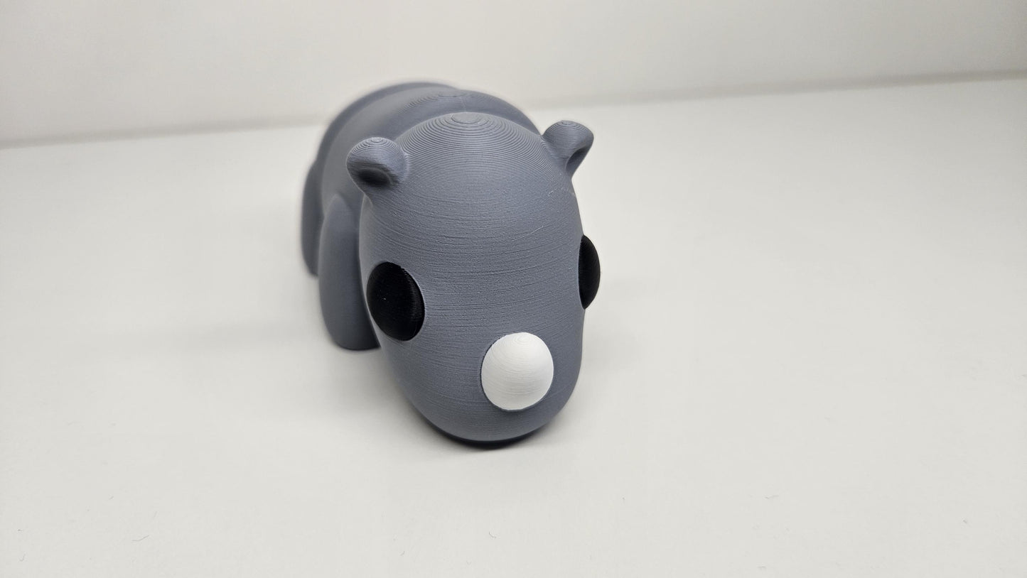 Medium Sized Flexible Rhino In Grey. Articulated Fidget Animal