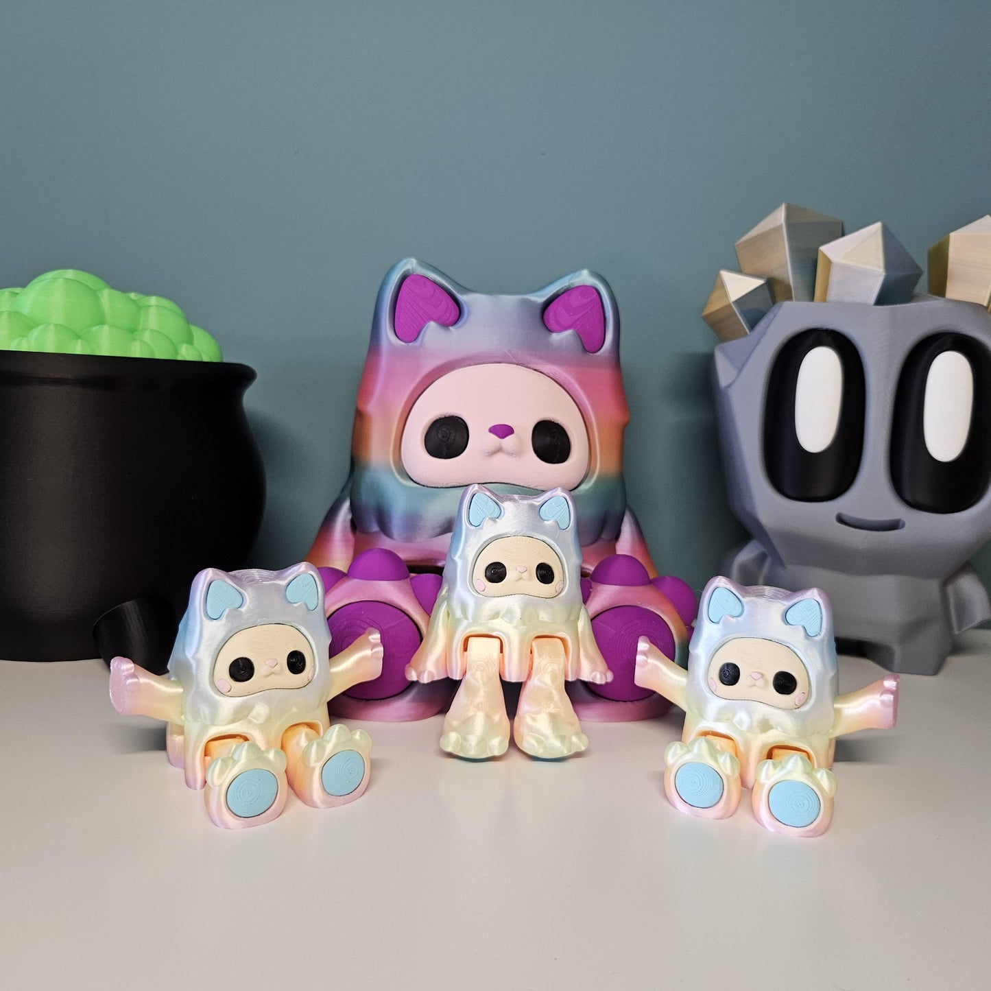 Large Yeti Figure with Flexible Joints in Candy Shine & Neon Matte. Woobu Koneko