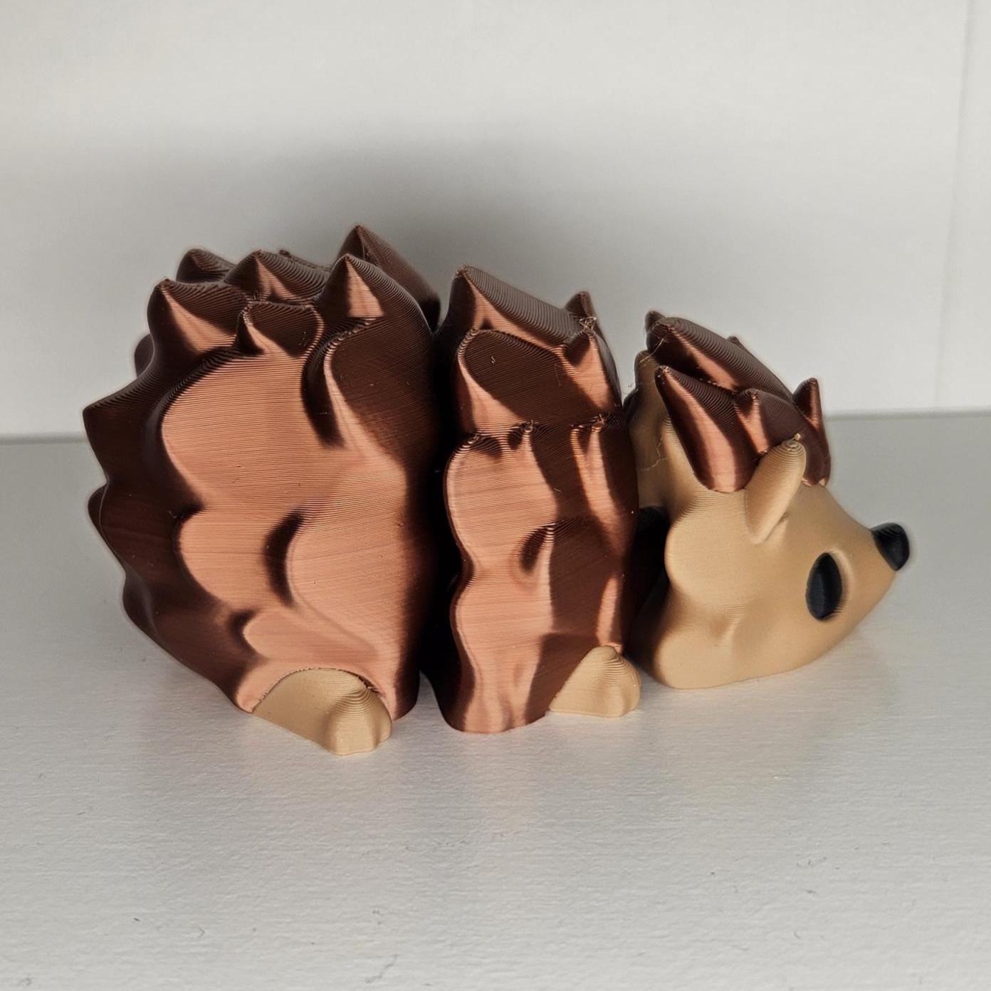 Medium Sized Flexible Hedgehog In Copper & Beige. Articulated Fidget Animal