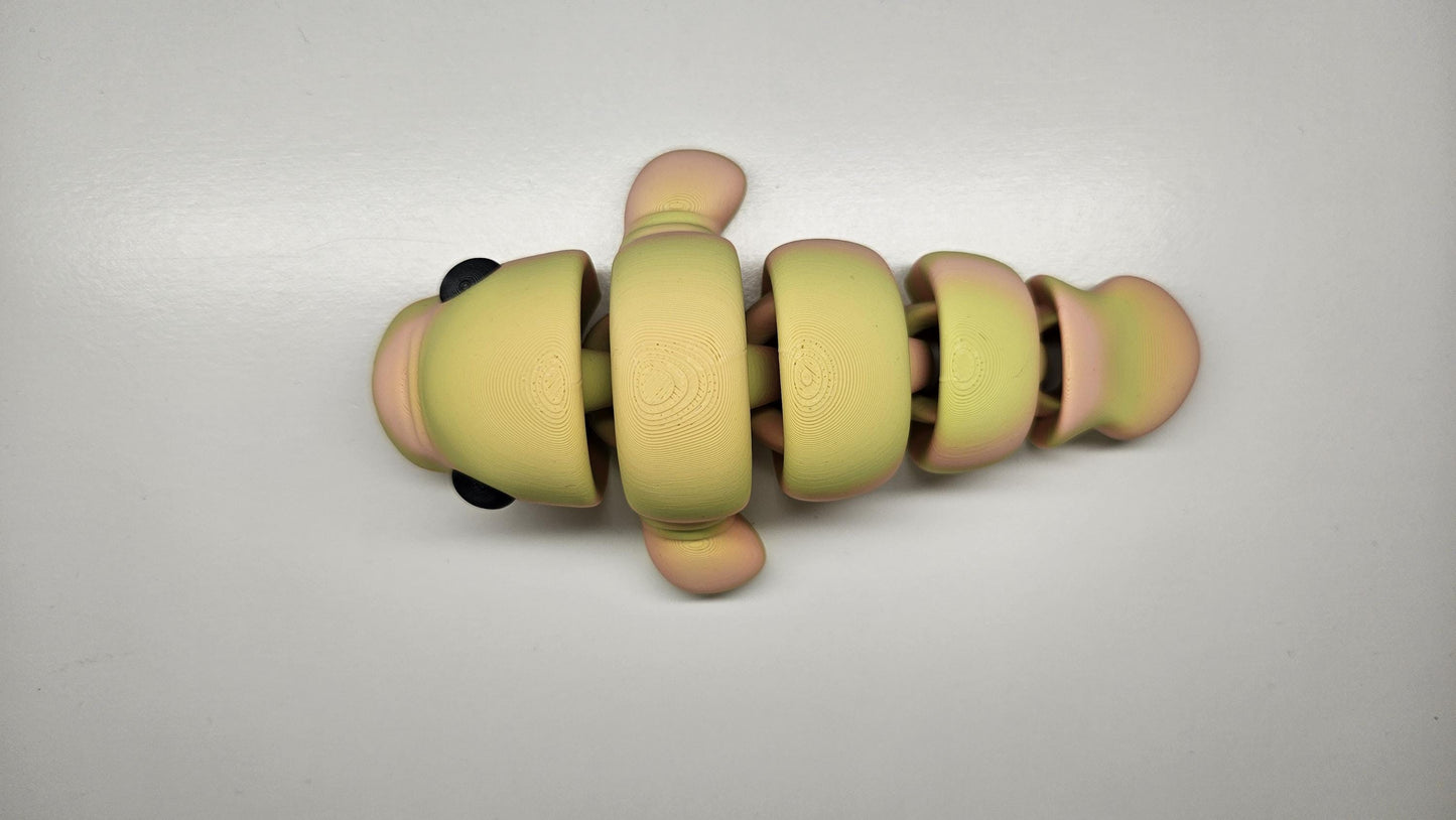 Medium Sized Flexible Manatee in Yellow and Orange. Articulated Fidget Animal
