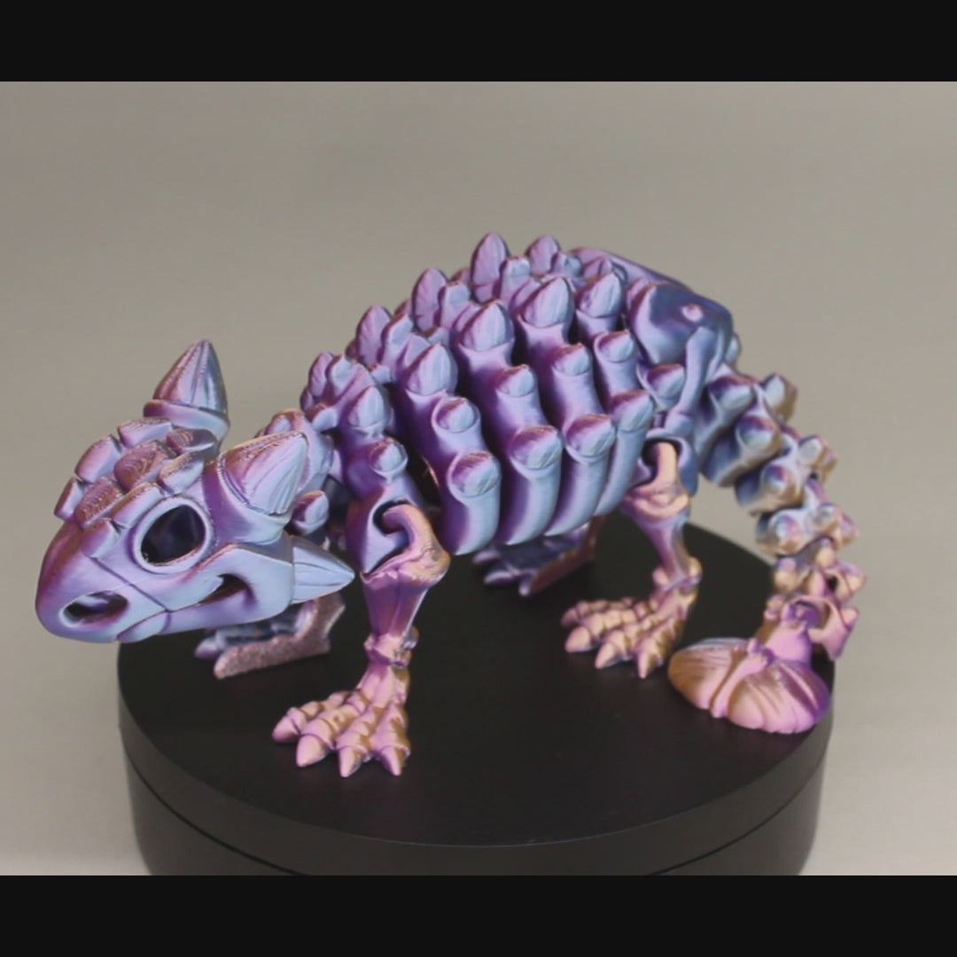 3D printed articulated Ankylosaurus skeleton toy, pre-assembled, colorful, durable educational dinosaur figure