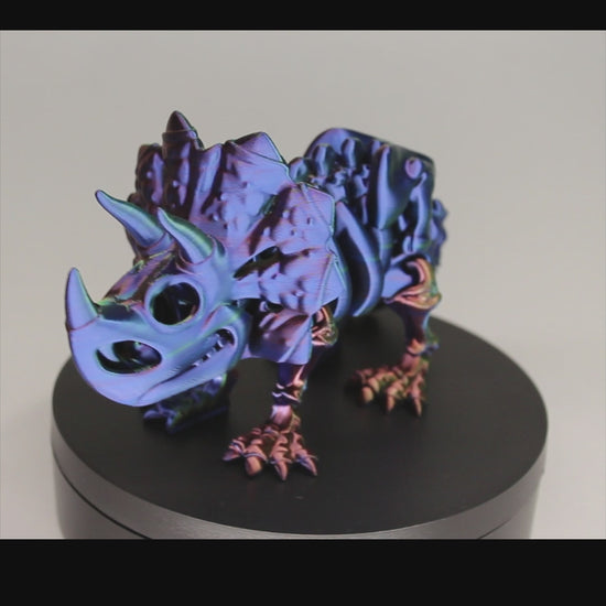 Triceratops 3D Printed Dinosaur Skeleton Fidget Toy Flexible Joints