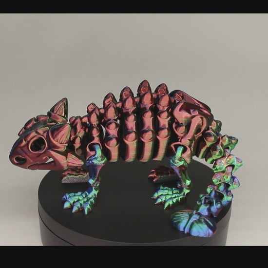 3D printed articulated Ankylosaurus skeleton toy, pre-assembled, colorful, durable educational dinosaur figure