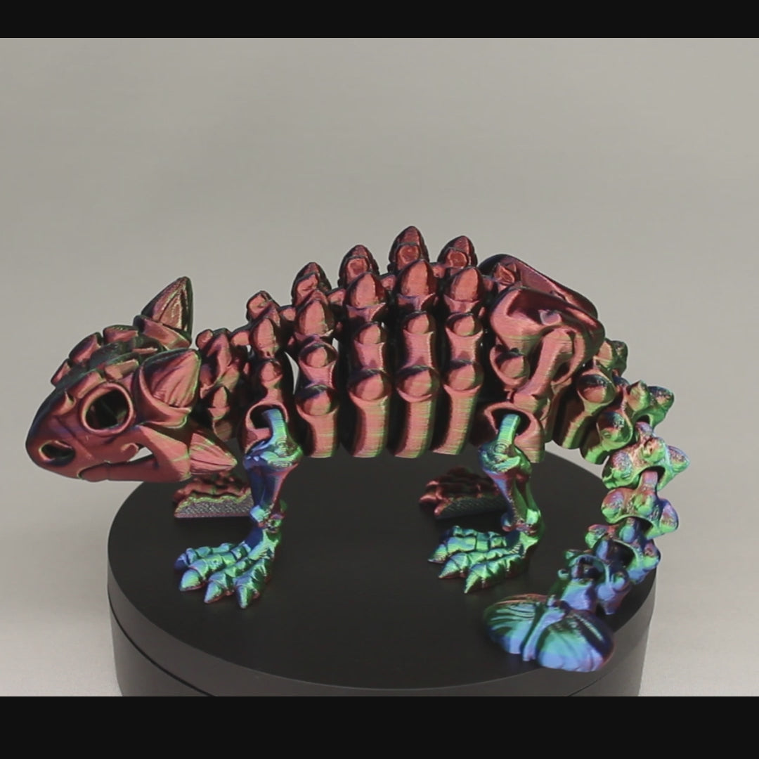 3D printed articulated Ankylosaurus skeleton toy, pre-assembled, colorful, durable educational dinosaur figure