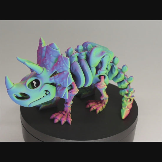 Triceratops - 3D Printed Dinosaur Skeleton Fidget Toy Flexible Joints