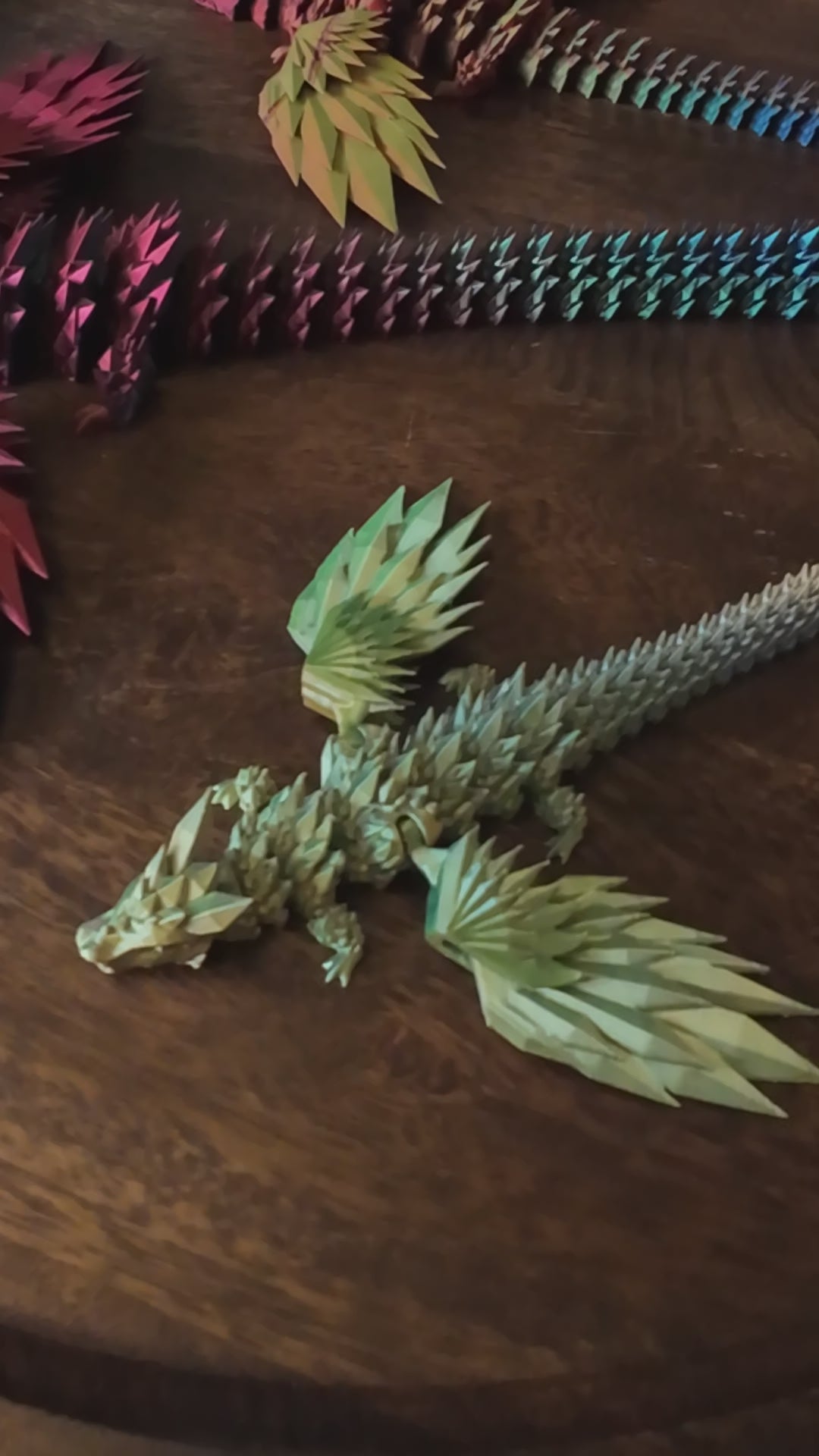 35cm (14") 3D Printed Winged Dragon in Matte Red, Blue & Yellow by Flexymals.co.uk